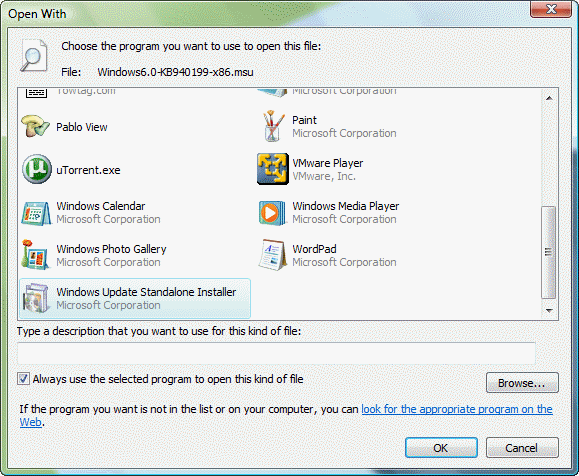 Windows dialog