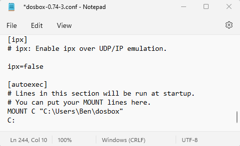 DOSBox configuration file