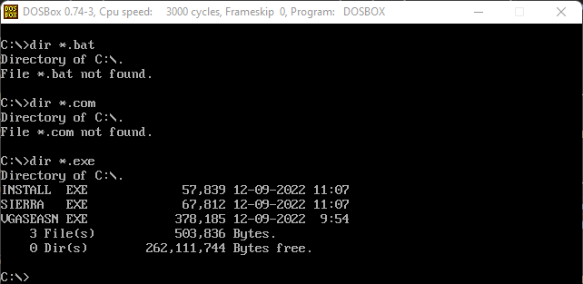 DOSBox dir commands