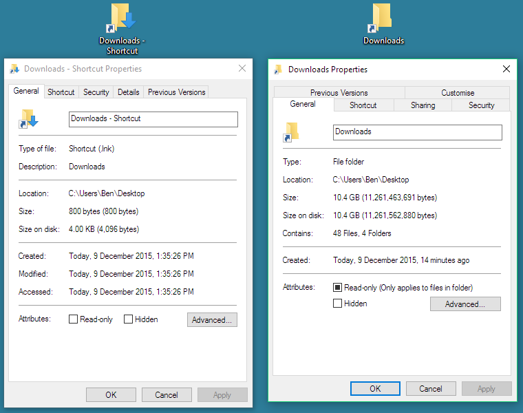 Downloads properties