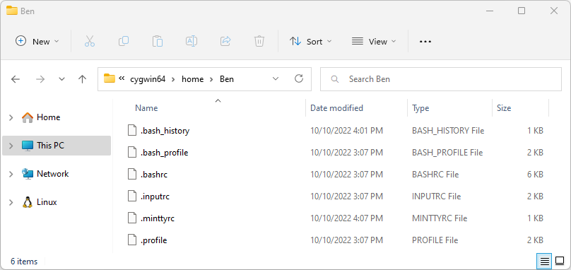Cygwin home directory
