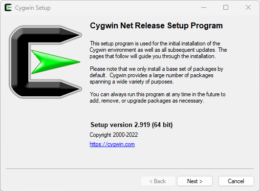 Cygwin setup