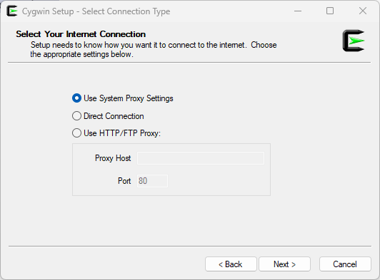 Select Your Internet Connection