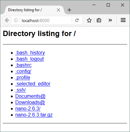 localhost:8000 result
