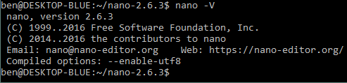 nano -V result