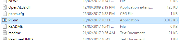 PCem in file explorer